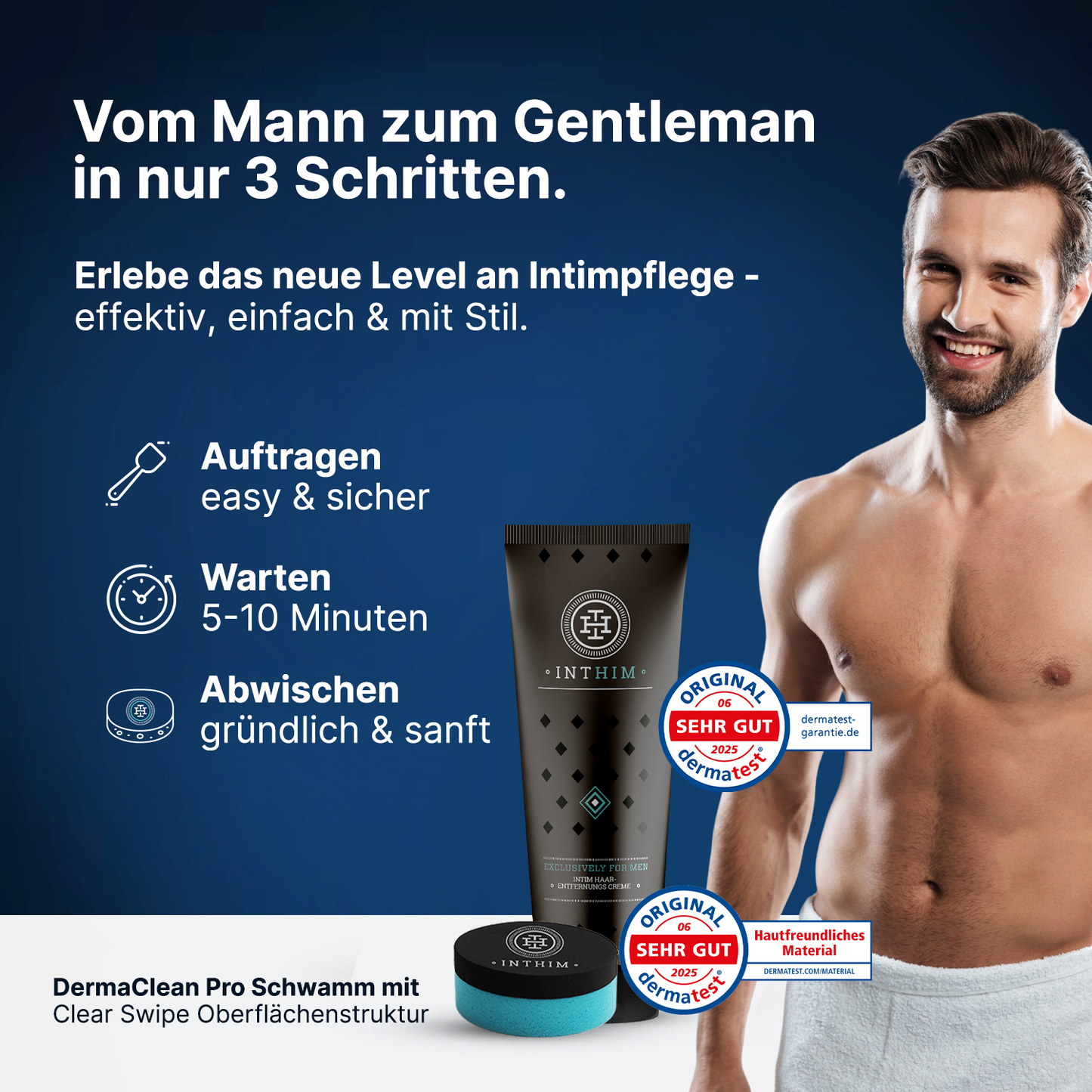 Intim Enthaarungscreme + Derma Clean Pro Schwamm